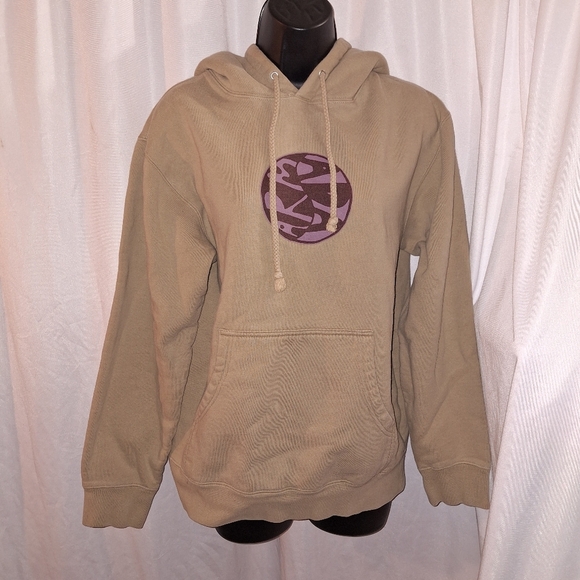 Tan Hoodie with Purple Graphic - Picture 1 of 5